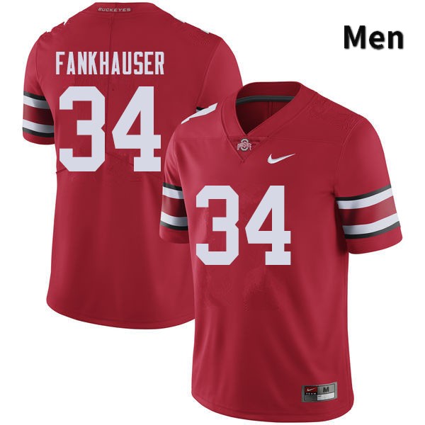 Ohio State Buckeyes Owen Fankhauser Men's #34 Red Authentic Stitched College Football Jersey